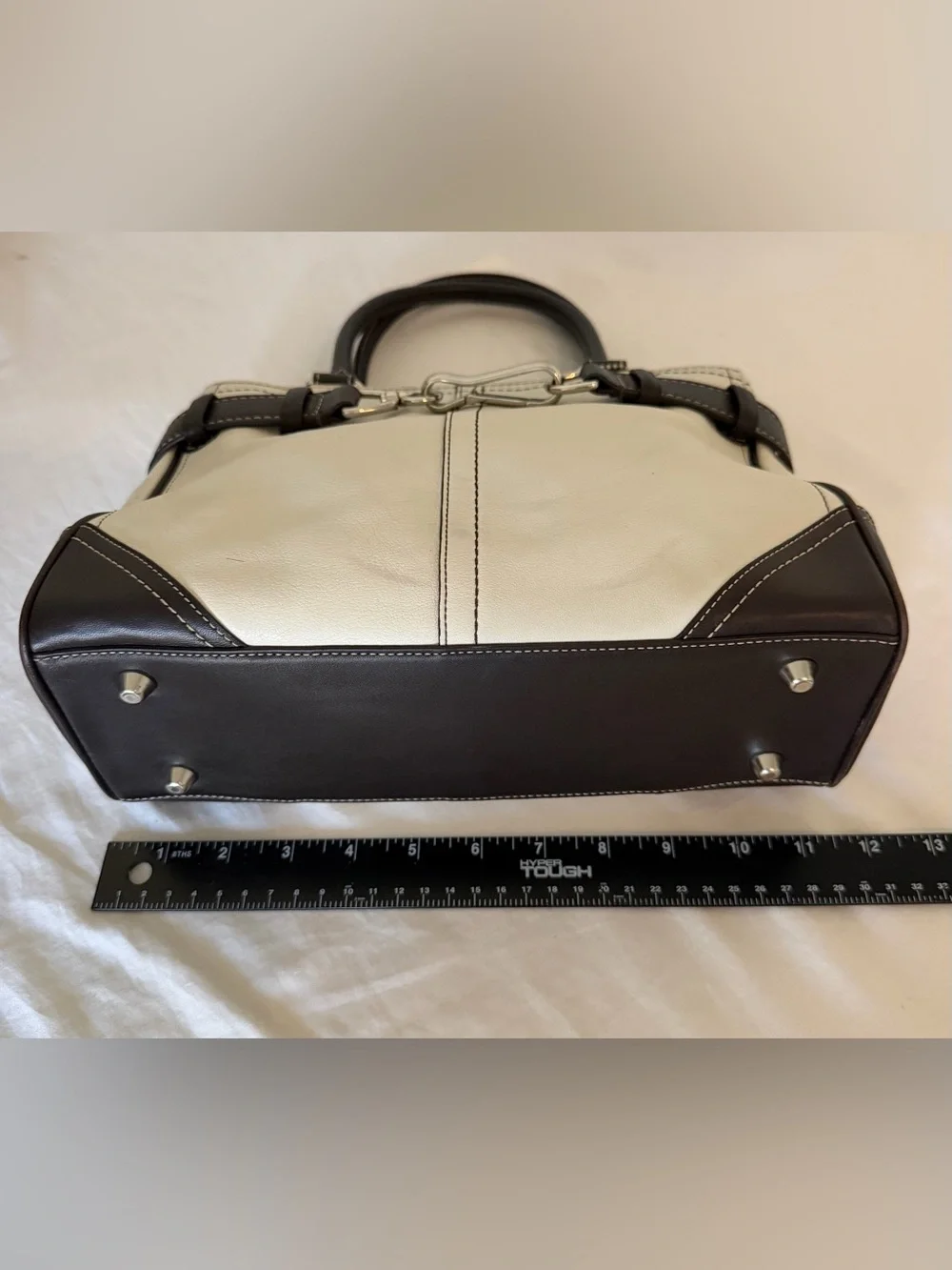 Vinted Coach Hamptons belted carryall satchel- cream - brown leather